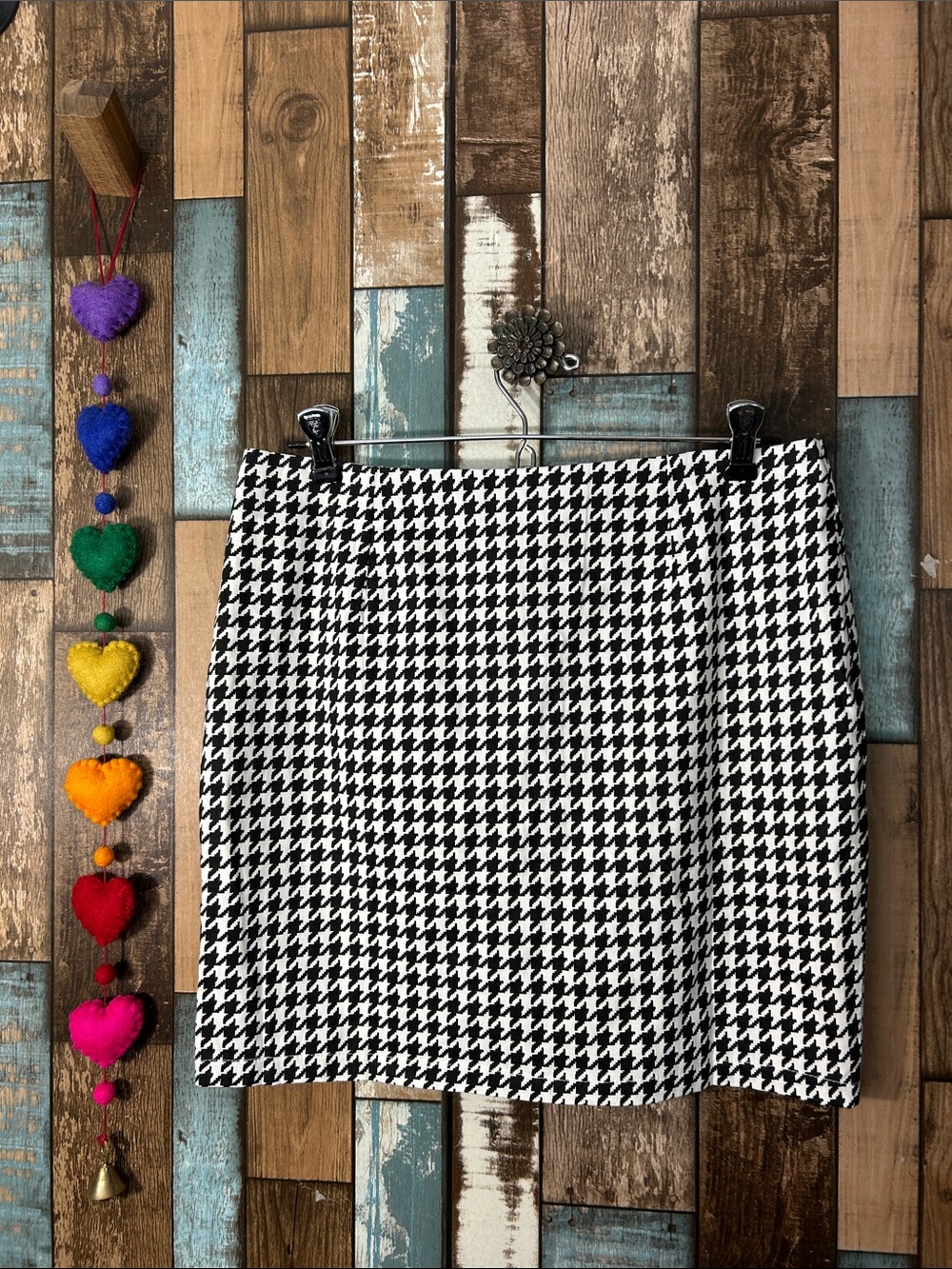 Classic Black & White Houndstooth Skirt